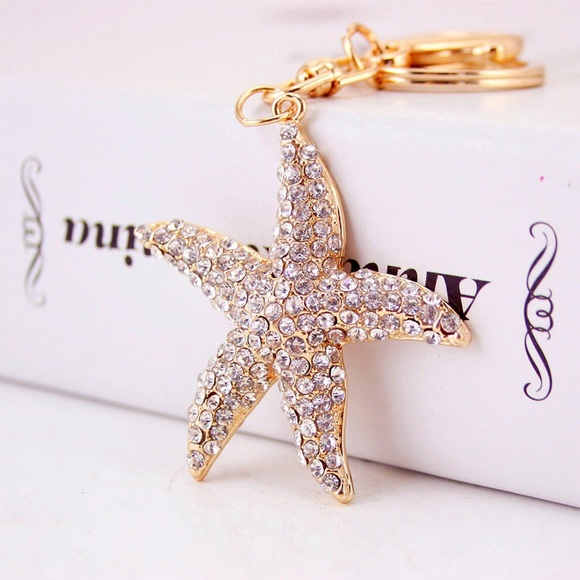Accessories - Gold and Silver Crystal Starfish Keychain Charm
